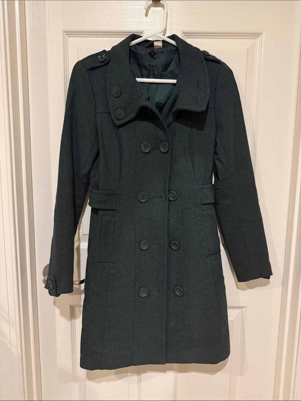 Divided Dark Green Double-Breasted Pea Coat